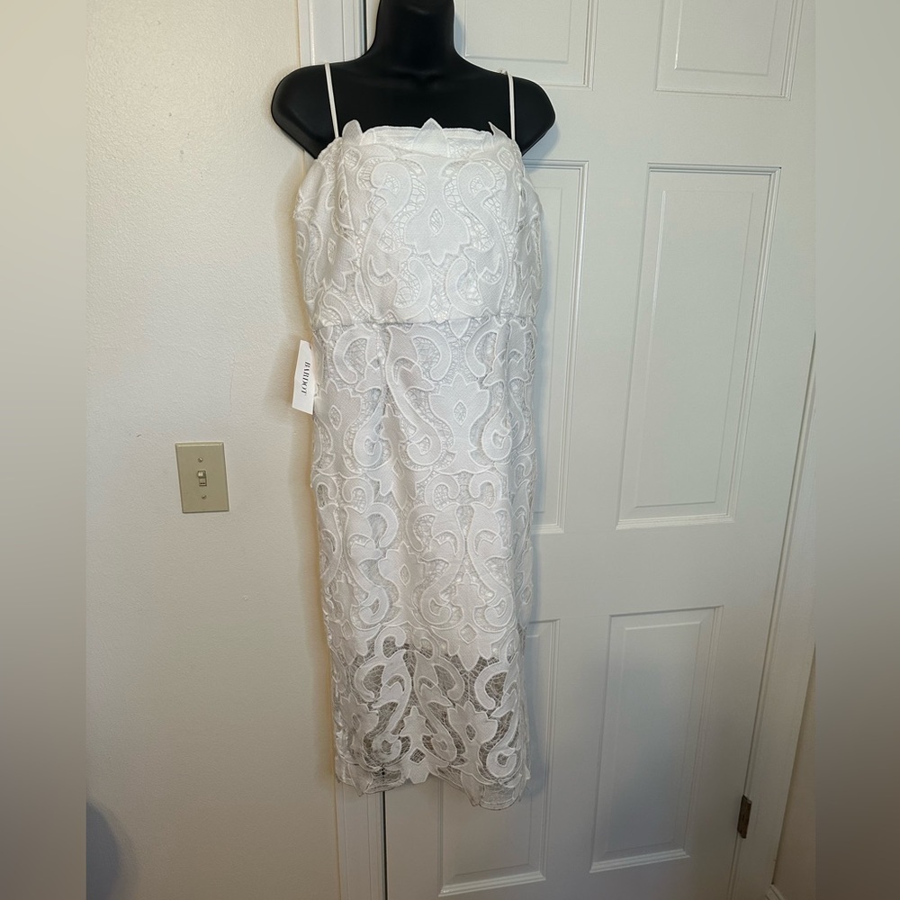 Bardot Women’s Lina White Lace Sheath Spaghetti Strap Dress Size 10 NWT - Picture 2 of 14